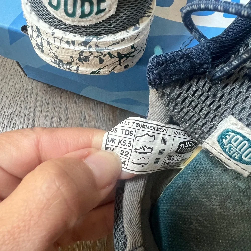 Hey Dude Wally T Summer Mesh Navy Charcoal Toddler Shoes Size 6 TD6